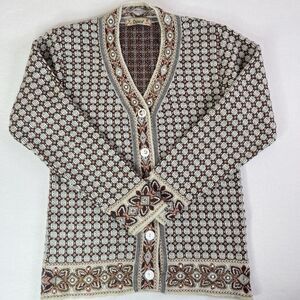 VTG Woolrich Long Sleeve Sweater Button Up Beaded Cardigan Women’s Size Small